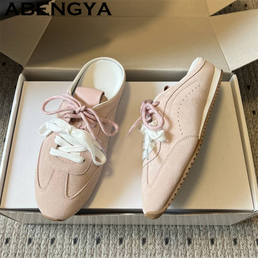 Running Shoes - Damskie sznurowane, codzienne, płaskie klapki, letnie,