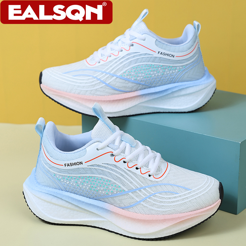 Breathable Mesh Athletic Shoes - Ultralekkie, oddychające białe sneakersy damskie, sznurowane