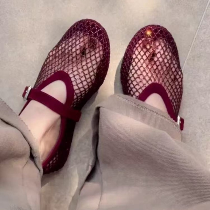 Sandals - Ażurowe sandały Baotou z cyrkoniami damskie