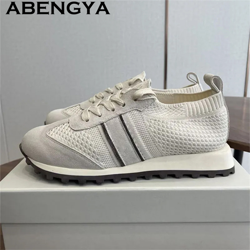 Wyprzedaż wiosenna 2026: Dzian – Knit Fabric Lace Up Sneakers recenzja i cena