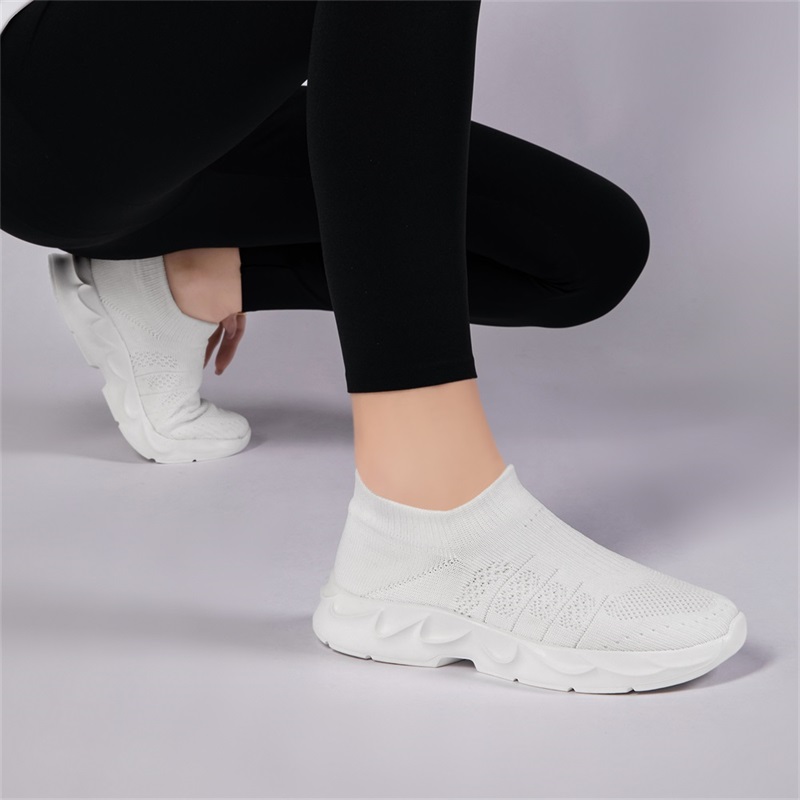 Damskie wsuwane buty do chodze – Knit Fabric Lace Up Sneakers recenzja i cena
