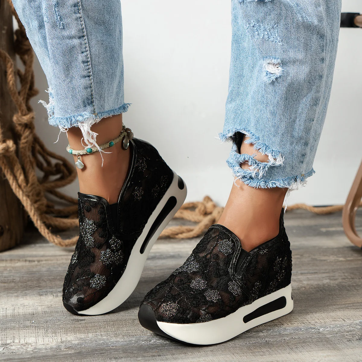 Koronkowe baleriny na platform – Breathable Mesh Athletic Shoes recenzja i cena