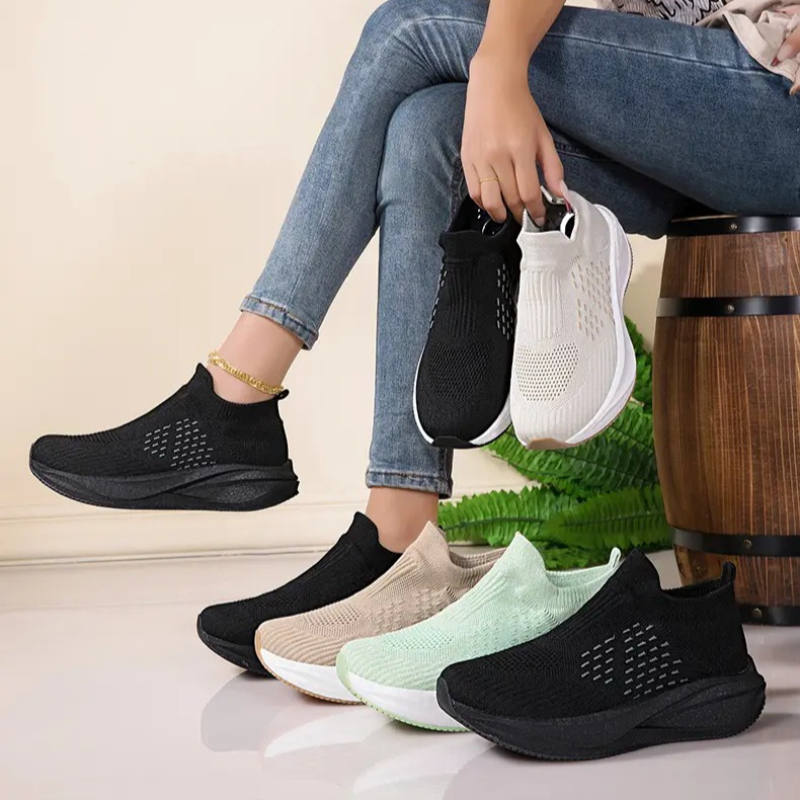Unisexowe wsuwane buty do bieg – Knit Fabric Lace Up Sneakers recenzja i cena