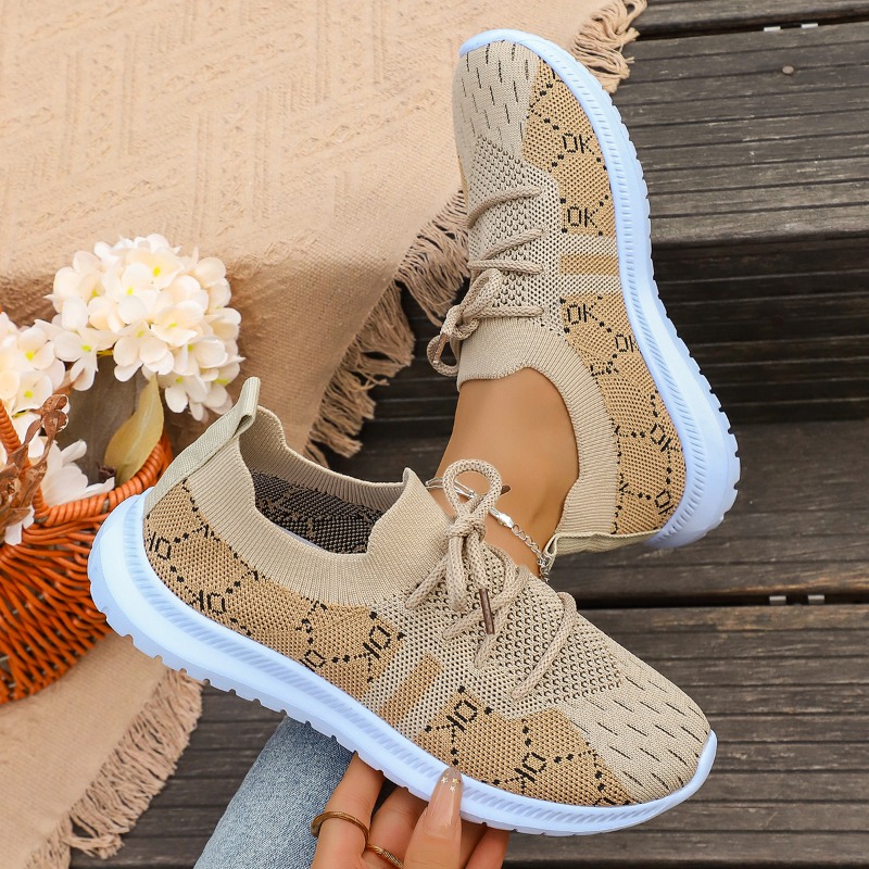 2026 Nowe sznurowane okrągłe d – Knit Fabric Lace Up Sneakers recenzja i cena