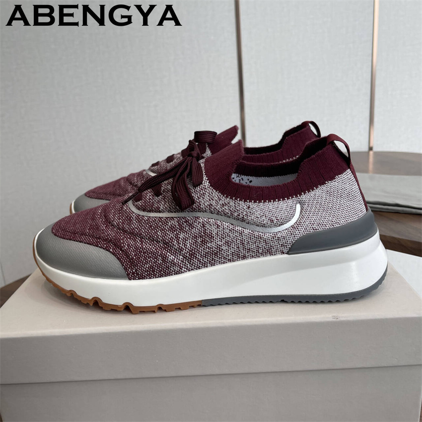 Męskie, wielokolorowe, dzierga – Knit Fabric Lace Up Sneakers recenzja i cena