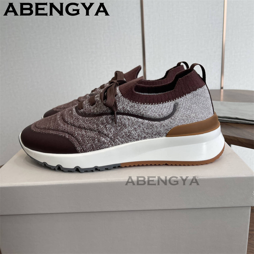 Męskie, wielokolorowe, dzierga – Knit Fabric Lace Up Sneakers recenzja i cena